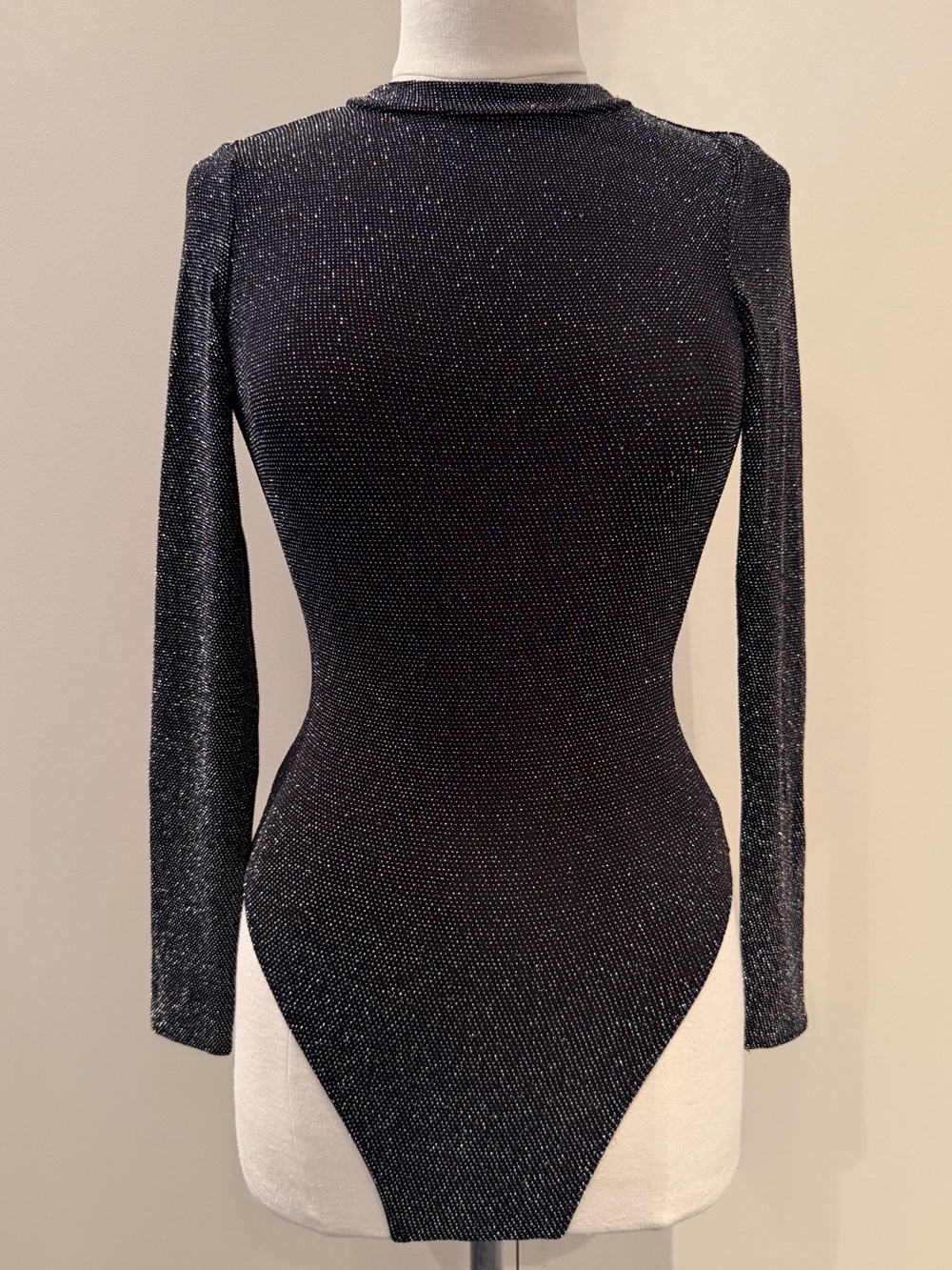 H&M Black Shimmer Long-Sleeve Bodysuit